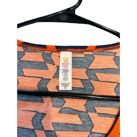 LuLaRoe Lynnae Women's Orange & Blue Long Sleeve Top - Picture 4 of 5